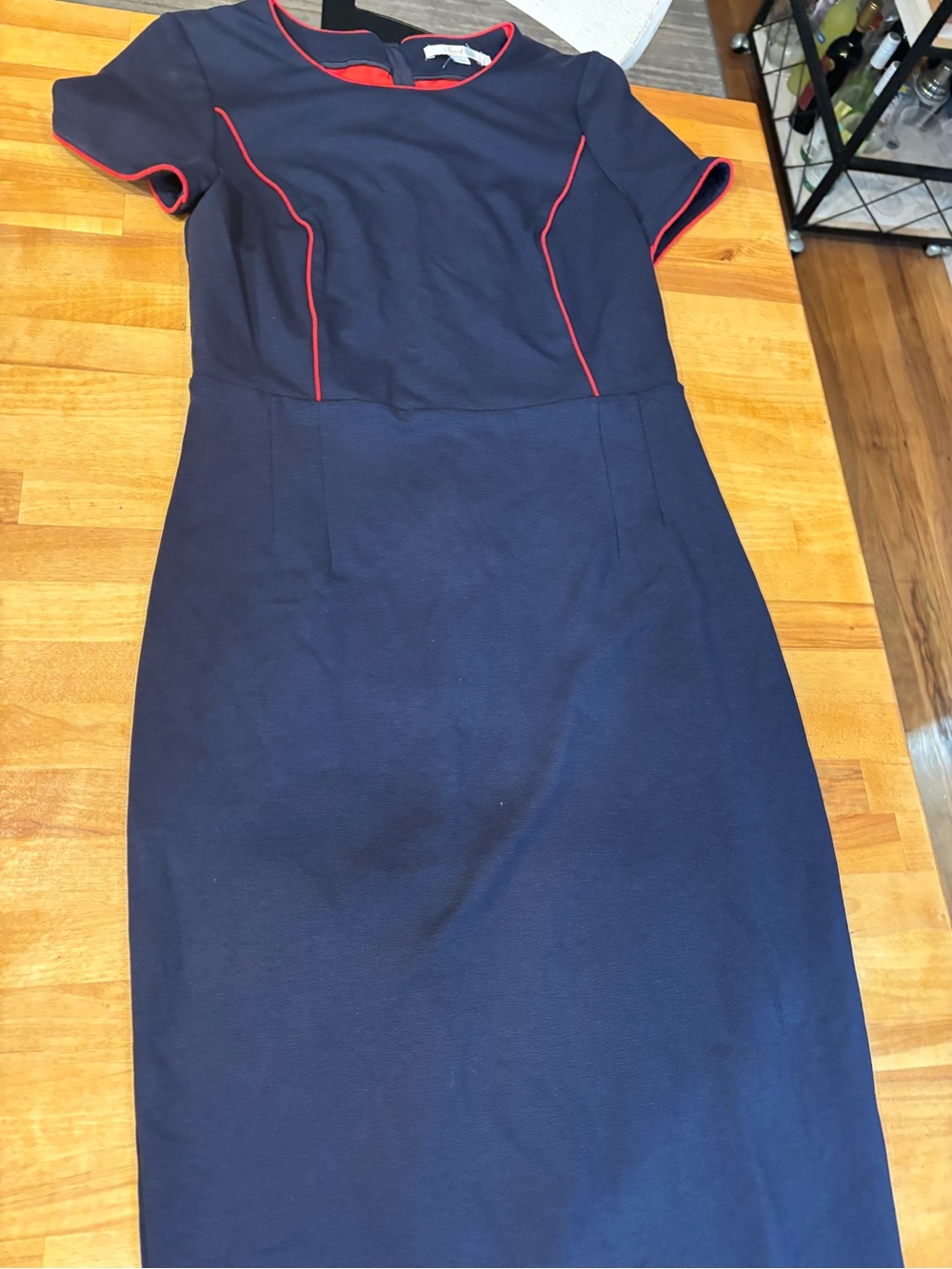 Boden Navy Midi Dress with Red Piping - size 8 never worn